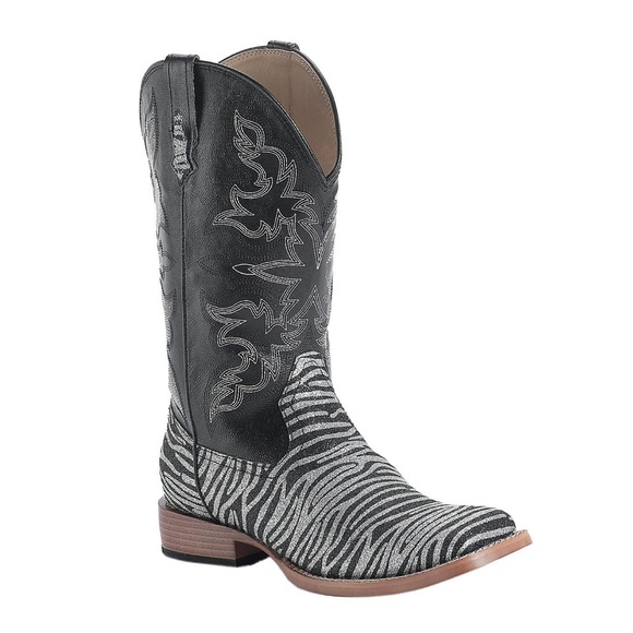 Roper Shoes - Roper Ladies Zebra Glitter Cowboy Boots Size 8.5